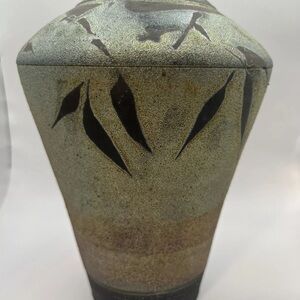 Large 9” signed Raku /1999 bamboo design